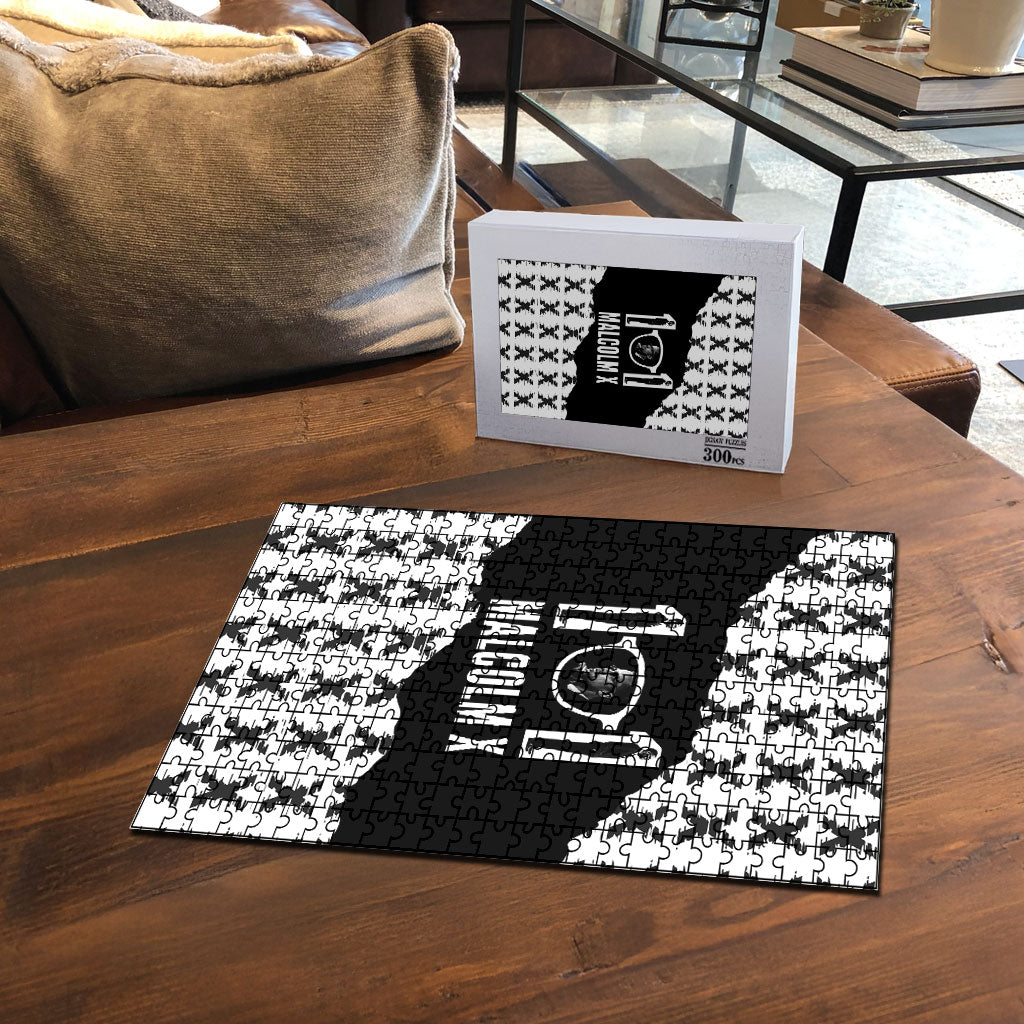 Malcolm X 101 Years Of Resistance Puzzle Civil Rights Leader Portrait - Monochrome X Pattern