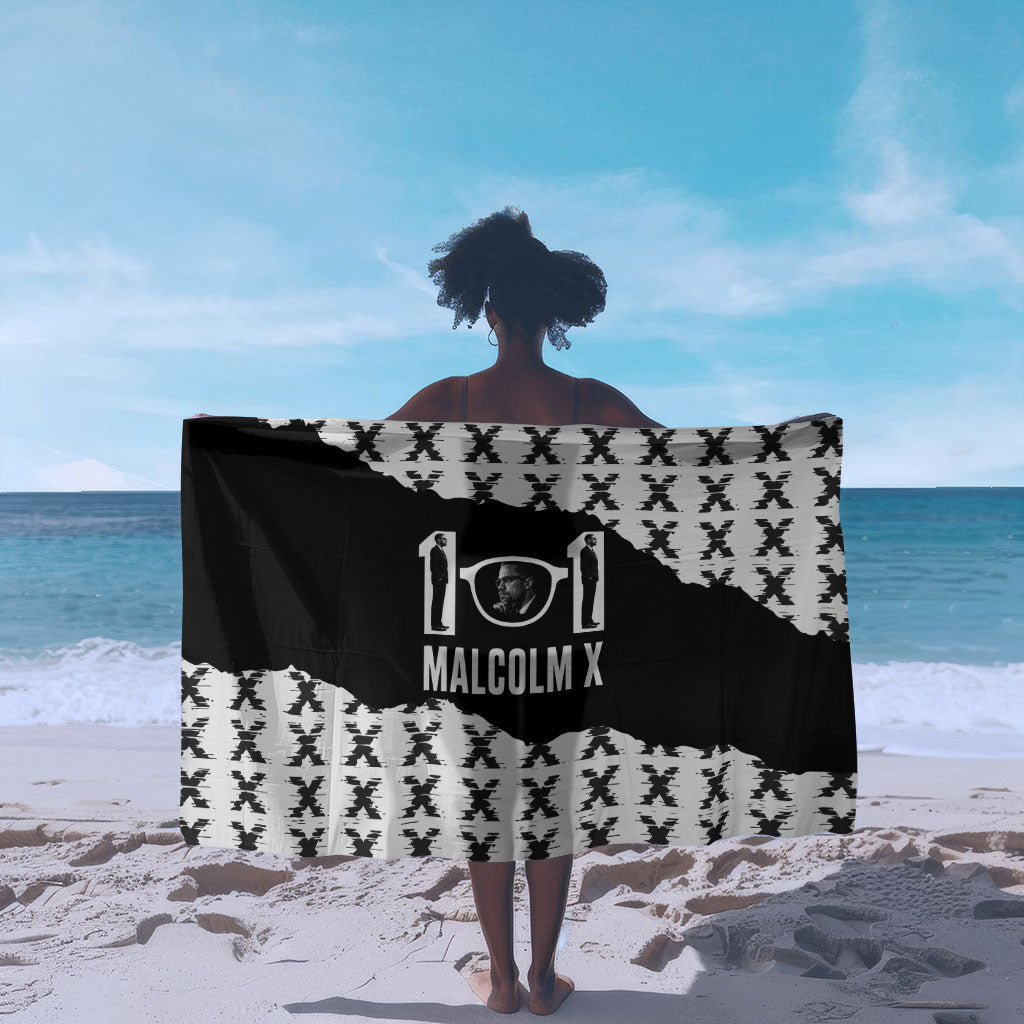 Malcolm X 101 Years Of Resistance Sarong Civil Rights Leader Portrait - Monochrome X Pattern