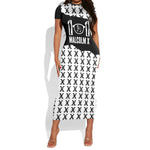 Malcolm X 101 Years Of Resistance Short Sleeve Bodycon Dress Civil Rights Leader Portrait - Monochrome X Pattern