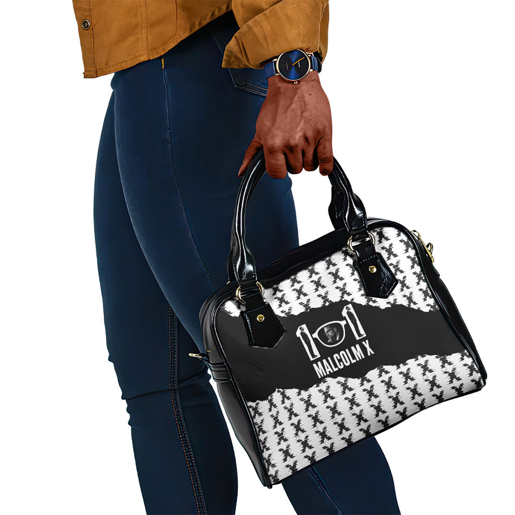 Malcolm X 101 Years Of Resistance Shoulder Handbag Civil Rights Leader Portrait - Monochrome X Pattern