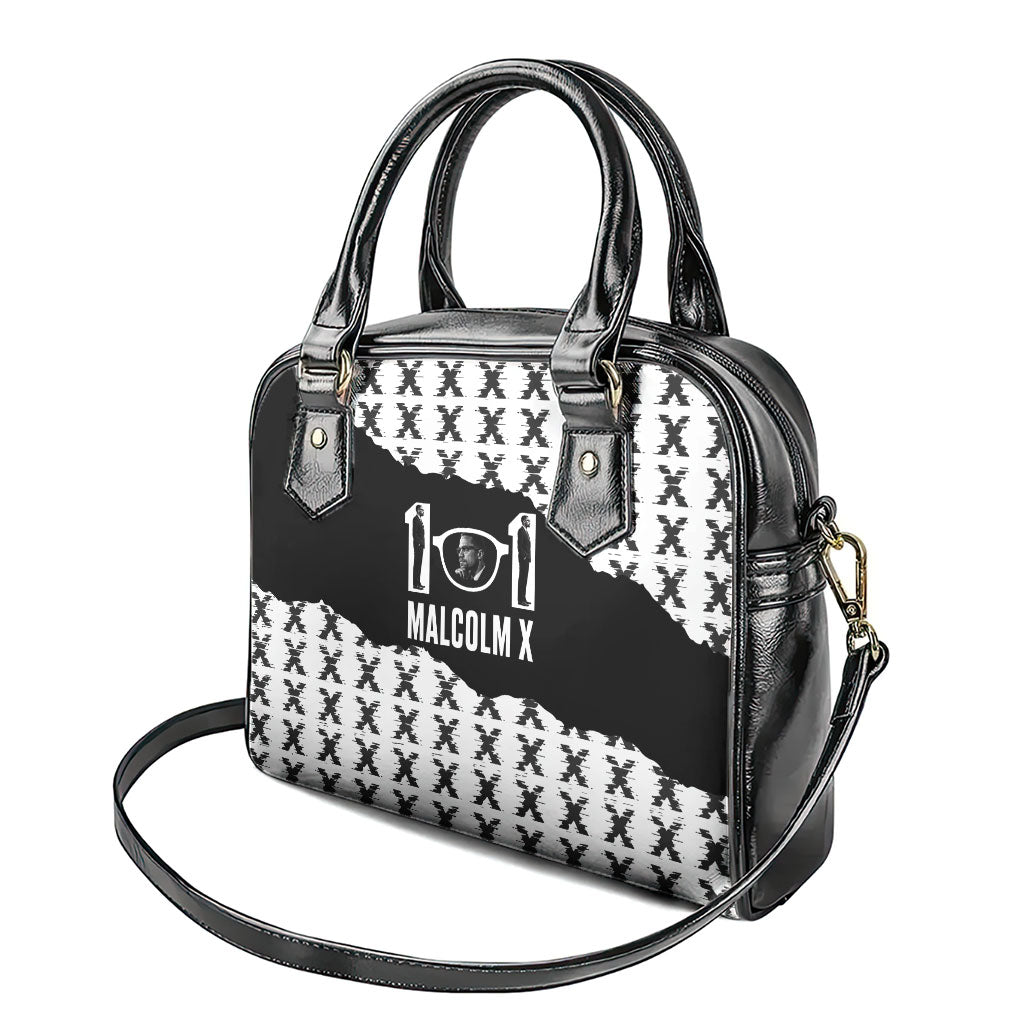 Malcolm X 101 Years Of Resistance Shoulder Handbag Civil Rights Leader Portrait - Monochrome X Pattern