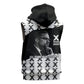 Malcolm X 101 Years Of Resistance Sleeveless Hoodie Civil Rights Leader Portrait - Monochrome X Pattern