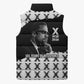 Malcolm X 101 Years Of Resistance Sleeveless Puffer Jacket Civil Rights Leader Portrait - Monochrome X Pattern