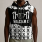 Malcolm X 101 Years Of Resistance Sleeveless Zip Hoodie Civil Rights Leader Portrait - Monochrome X Pattern