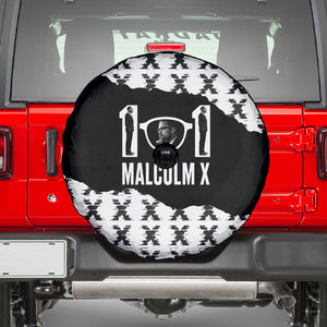 Malcolm X 101 Years Of Resistance Spare Tire Cover Civil Rights Leader Portrait - Monochrome X Pattern