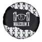 Malcolm X 101 Years Of Resistance Spare Tire Cover Civil Rights Leader Portrait - Monochrome X Pattern