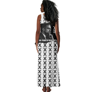 Malcolm X 101 Years Of Resistance Tank Maxi Dress Civil Rights Leader Portrait - Monochrome X Pattern