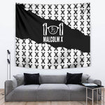 Malcolm X 101 Years Of Resistance Tapestry Civil Rights Leader Portrait - Monochrome X Pattern