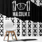 Malcolm X 101 Years Of Resistance Window Curtain Civil Rights Leader Portrait - Monochrome X Pattern