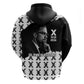 Malcolm X 101 Years Of Resistance Zip Hoodie Civil Rights Leader Portrait - Monochrome X Pattern
