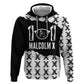Malcolm X 101 Years Of Resistance Zip Hoodie Civil Rights Leader Portrait - Monochrome X Pattern