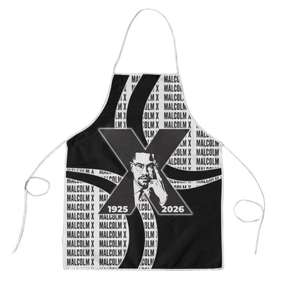 Malcolm X Legacy 1925-2026 Apron African American Heritage - Iconic Portrait Silhouette