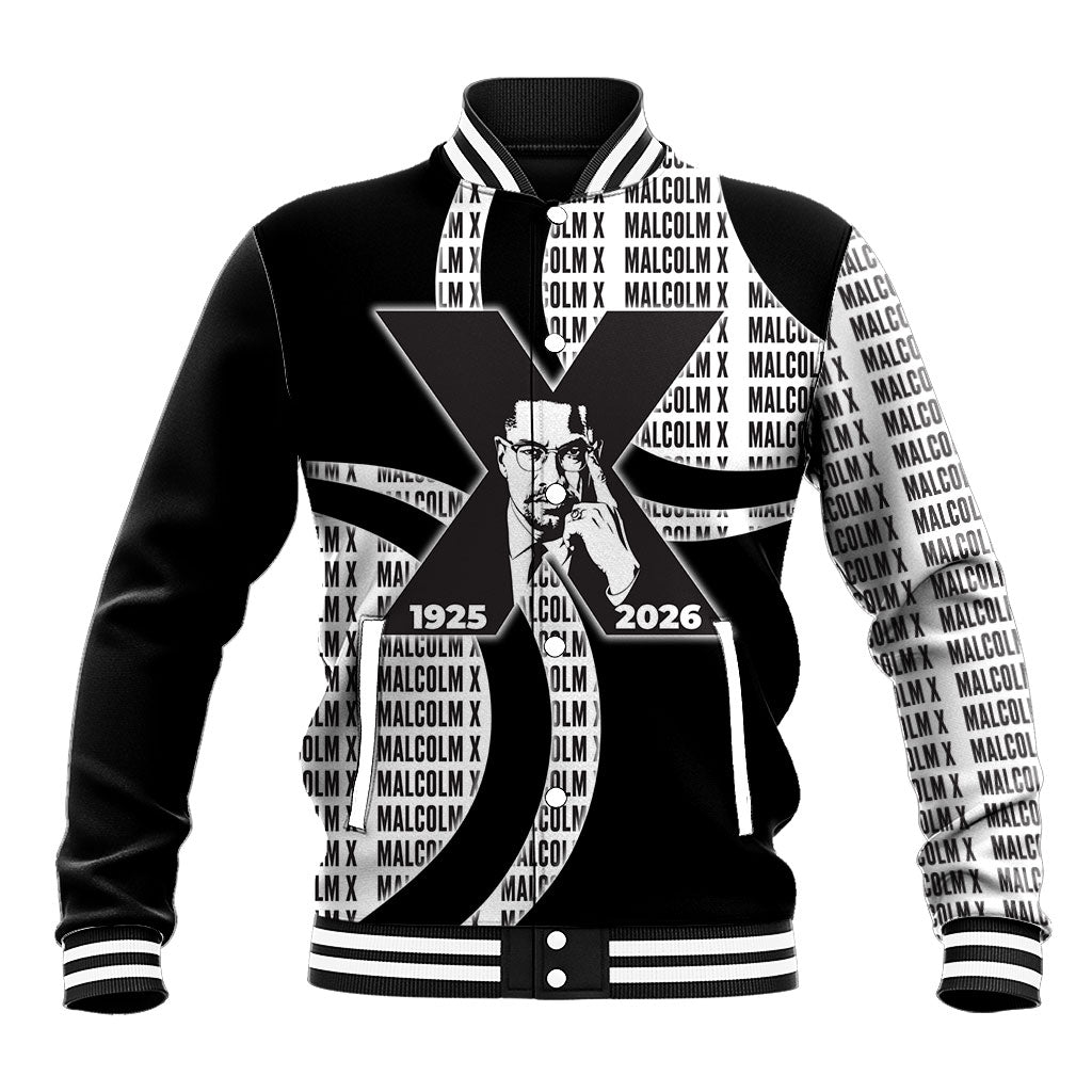 Malcolm X Legacy 1925-2026 Baseball Jacket African American Heritage - Iconic Portrait Silhouette
