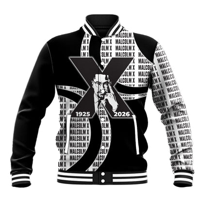 Malcolm X Legacy 1925-2026 Baseball Jacket African American Heritage - Iconic Portrait Silhouette