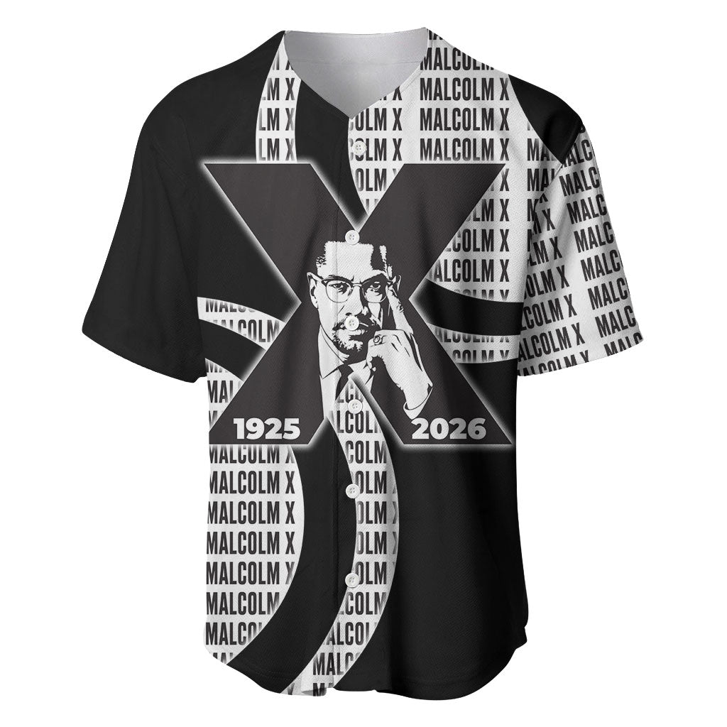 Malcolm X Legacy 1925-2026 Baseball Jersey African American Heritage - Iconic Portrait Silhouette