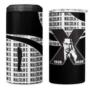 Malcolm X Legacy 1925-2026 4 in 1 Can Cooler Tumbler African American Heritage - Iconic Portrait Silhouette