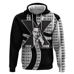 Malcolm X Legacy 1925-2026 Hoodie African American Heritage - Iconic Portrait Silhouette