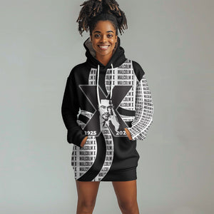 Malcolm X Legacy 1925-2026 Hoodie Dress African American Heritage - Iconic Portrait Silhouette