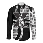 Malcolm X Legacy 1925-2026 Long Sleeve Button Shirt African American Heritage - Iconic Portrait Silhouette