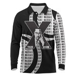 Malcolm X Legacy 1925-2026 Long Sleeve Polo Shirt African American Heritage - Iconic Portrait Silhouette
