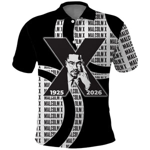 Malcolm X Legacy 1925-2026 Polo Shirt African American Heritage - Iconic Portrait Silhouette