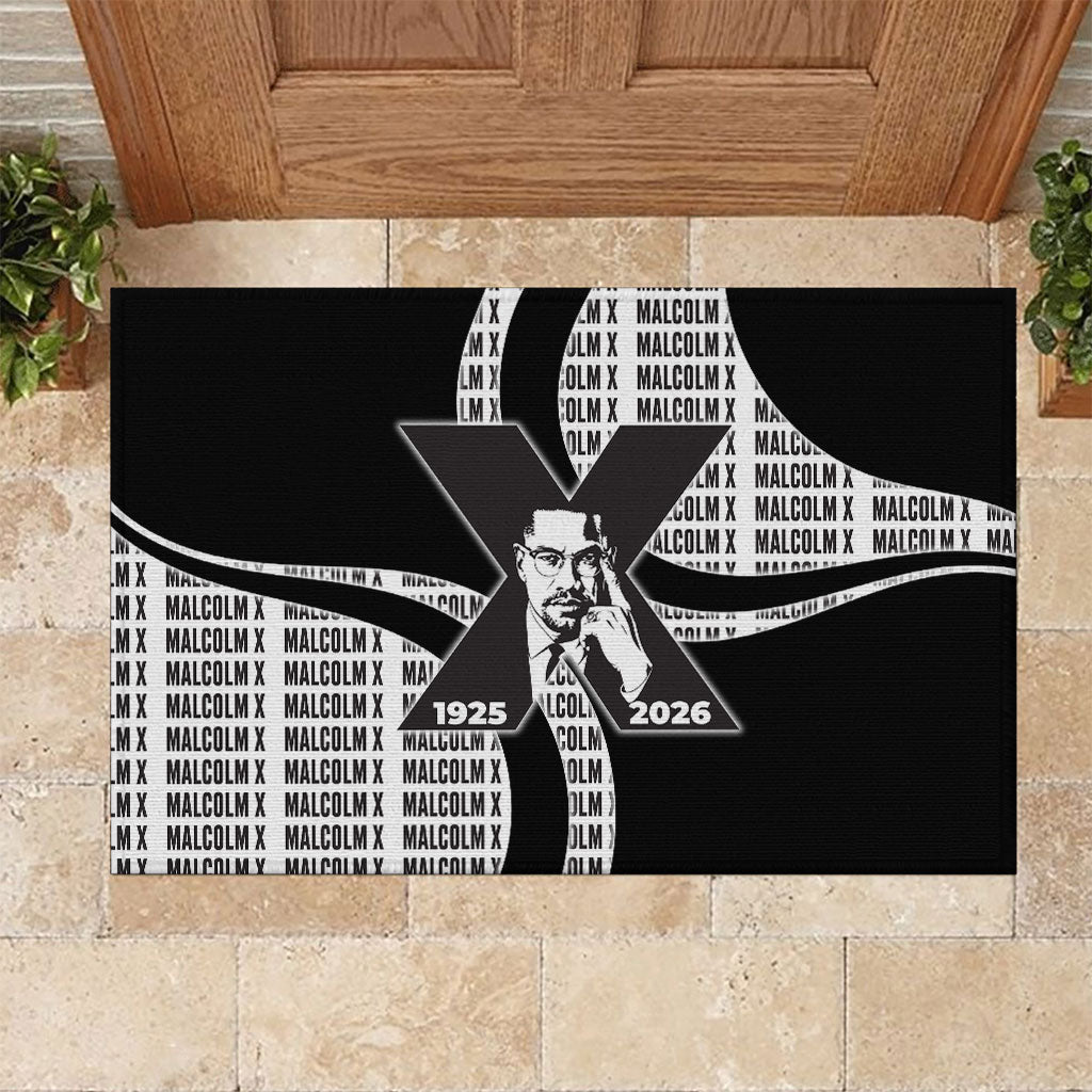 Malcolm X Legacy 1925-2026 Rubber Doormat African American Heritage - Iconic Portrait Silhouette