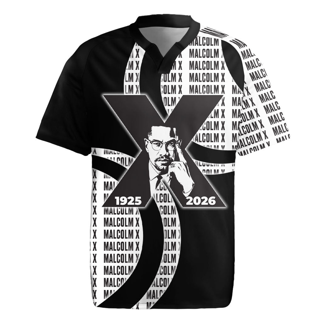 Malcolm X Legacy 1925-2026 Rugby Jersey African American Heritage - Iconic Portrait Silhouette