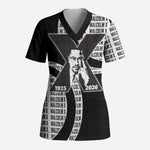 Malcolm X Legacy 1925-2026 Scrub Top African American Heritage - Iconic Portrait Silhouette