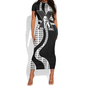 Malcolm X Legacy 1925-2026 Short Sleeve Bodycon Dress African American Heritage - Iconic Portrait Silhouette