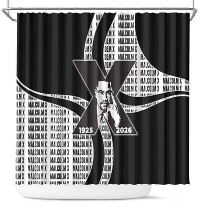 Malcolm X Legacy 1925-2026 Shower Curtain African American Heritage - Iconic Portrait Silhouette