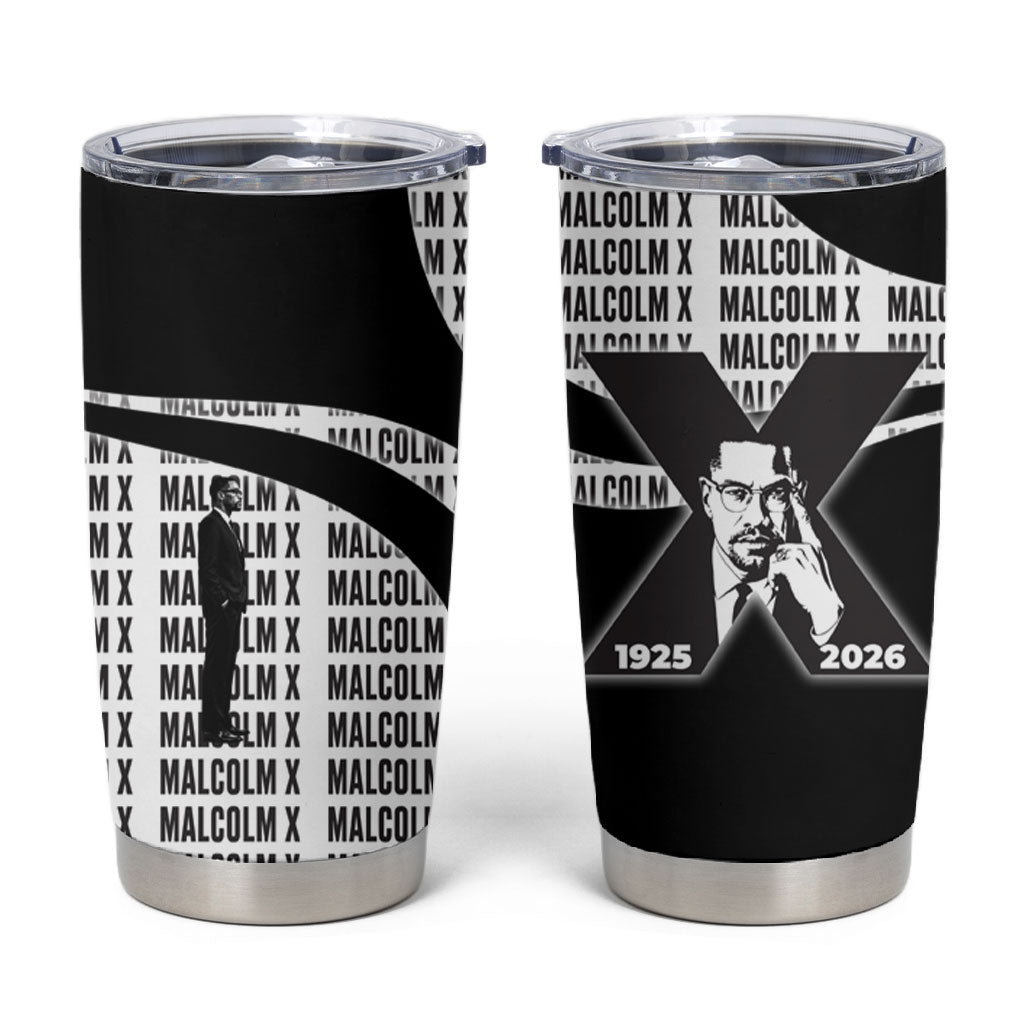 Malcolm X Legacy 1925-2026 Tumbler Cup African American Heritage - Iconic Portrait Silhouette
