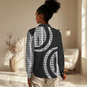Malcolm X Legacy 1925-2026 Women Casual Shirt African American Heritage - Iconic Portrait Silhouette