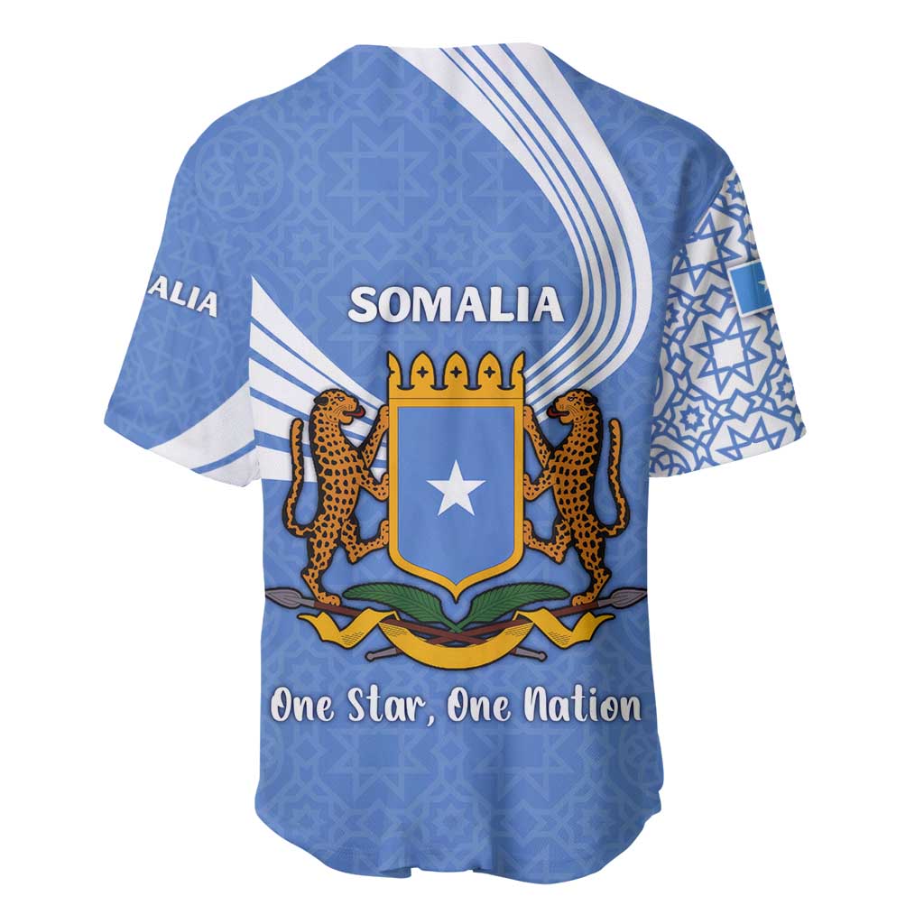 Somalia Baseball Jersey with Coat of Arms One Star One Nation Blue White Spirit