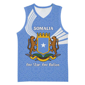 Somalia Basketball Jersey with Coat of Arms One Star One Nation Blue White Spirit - African Pride