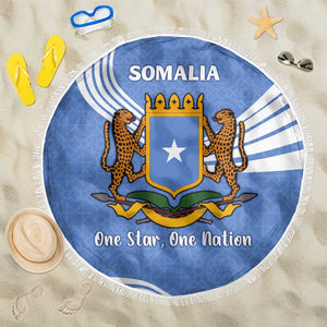 Somalia Beach Blanket with Coat of Arms One Star One Nation Blue White Spirit