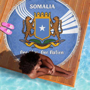 Somalia Beach Blanket with Coat of Arms One Star One Nation Blue White Spirit