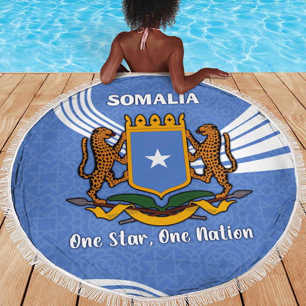Somalia Beach Blanket with Coat of Arms One Star One Nation Blue White Spirit