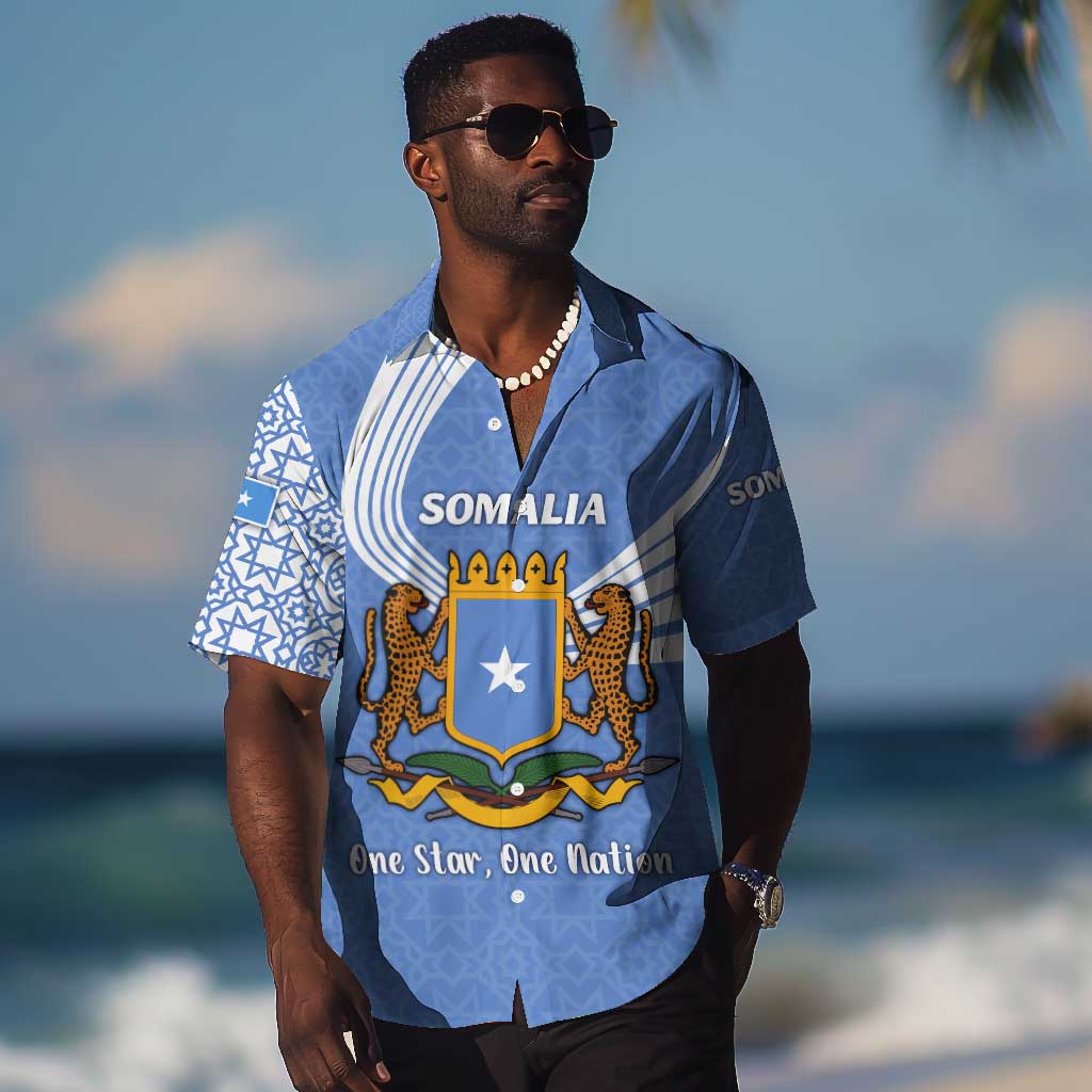 Somalia Hawaiian Shirt with Coat of Arms One Star One Nation Blue White Spirit