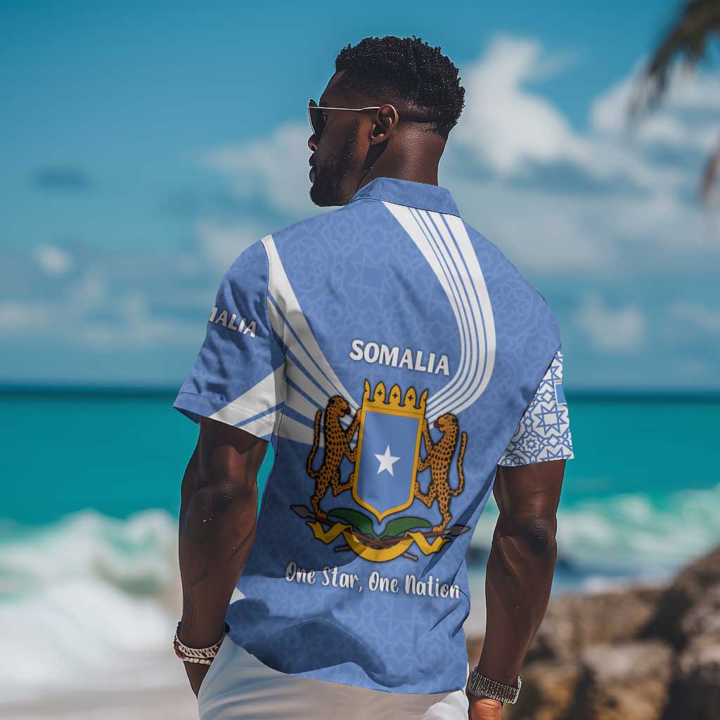 Somalia Hawaiian Shirt with Coat of Arms One Star One Nation Blue White Spirit