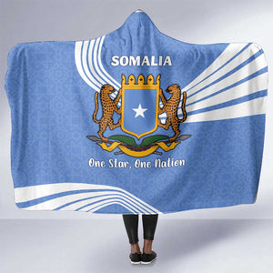 Somalia Hooded Blanket with Coat of Arms One Star One Nation Blue White Spirit