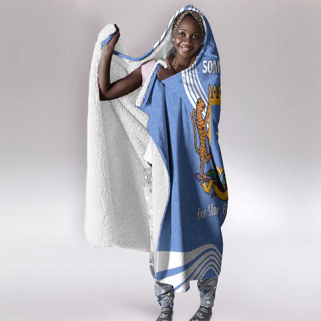 Somalia Hooded Blanket with Coat of Arms One Star One Nation Blue White Spirit