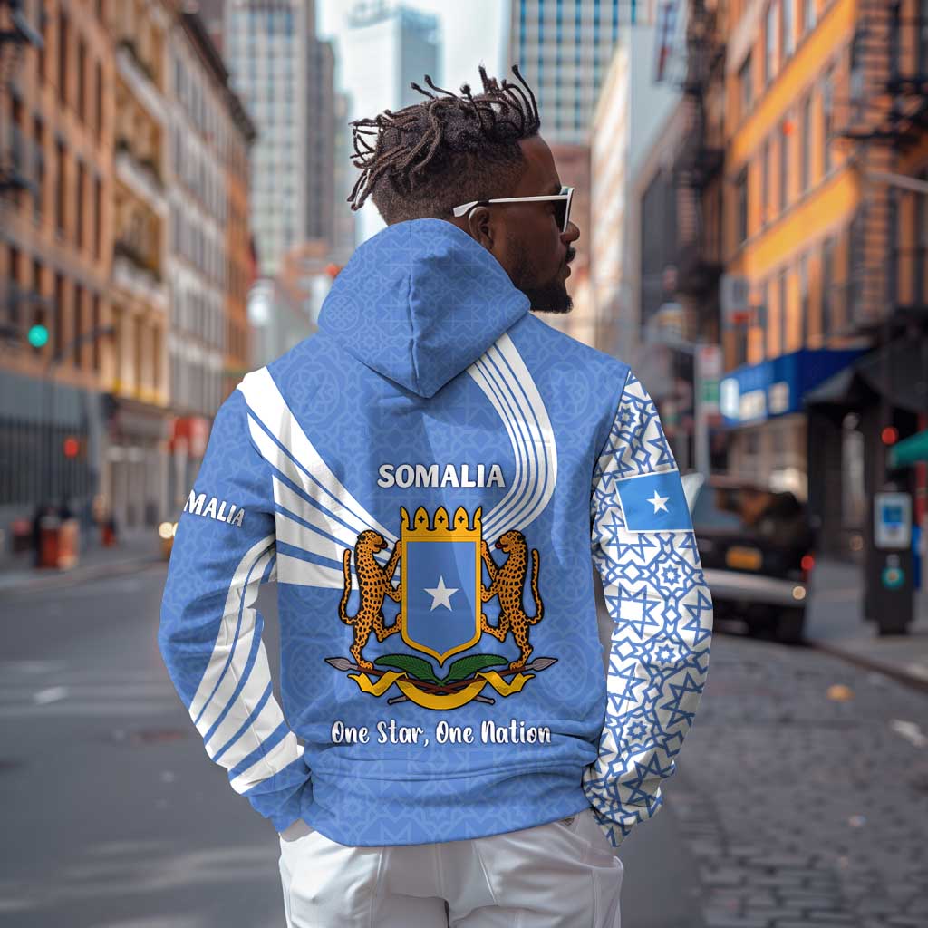Somalia Hoodie with Coat of Arms One Star One Nation Blue White Spirit