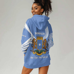 Somalia Hoodie Dress with Coat of Arms One Star One Nation Blue White Spirit