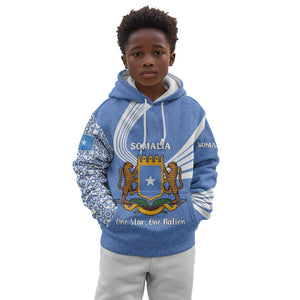 Somalia Kid Hoodie with Coat of Arms One Star One Nation Blue White Spirit