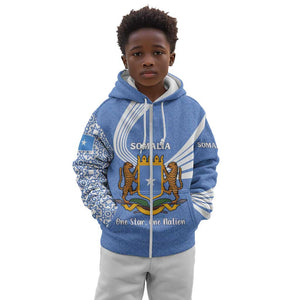 Somalia Kid Hoodie with Coat of Arms One Star One Nation Blue White Spirit