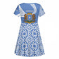 Somalia Kid Short Sleeve Dress with Coat of Arms One Star One Nation Blue White Spirit