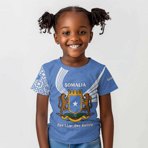 Somalia Kid T shirt with Coat of Arms One Star One Nation Blue White Spirit