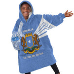 Somalia Kid Wearable Blanket Hoodie with Coat of Arms One Star One Nation Blue White Spirit