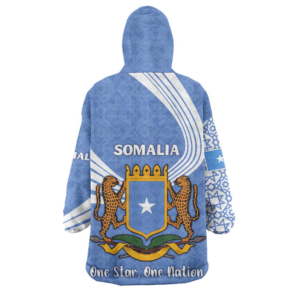 Somalia Kid Wearable Blanket Hoodie with Coat of Arms One Star One Nation Blue White Spirit