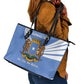 Somalia Leather Tote Bag with Coat of Arms One Star One Nation Blue White Spirit